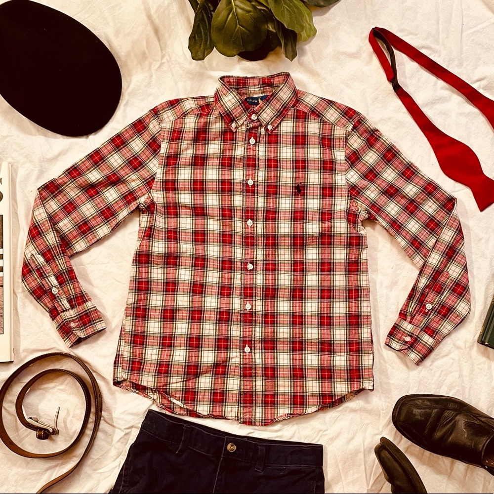 Ralph Lauren Boys Large Plaid Button Down Shirt
